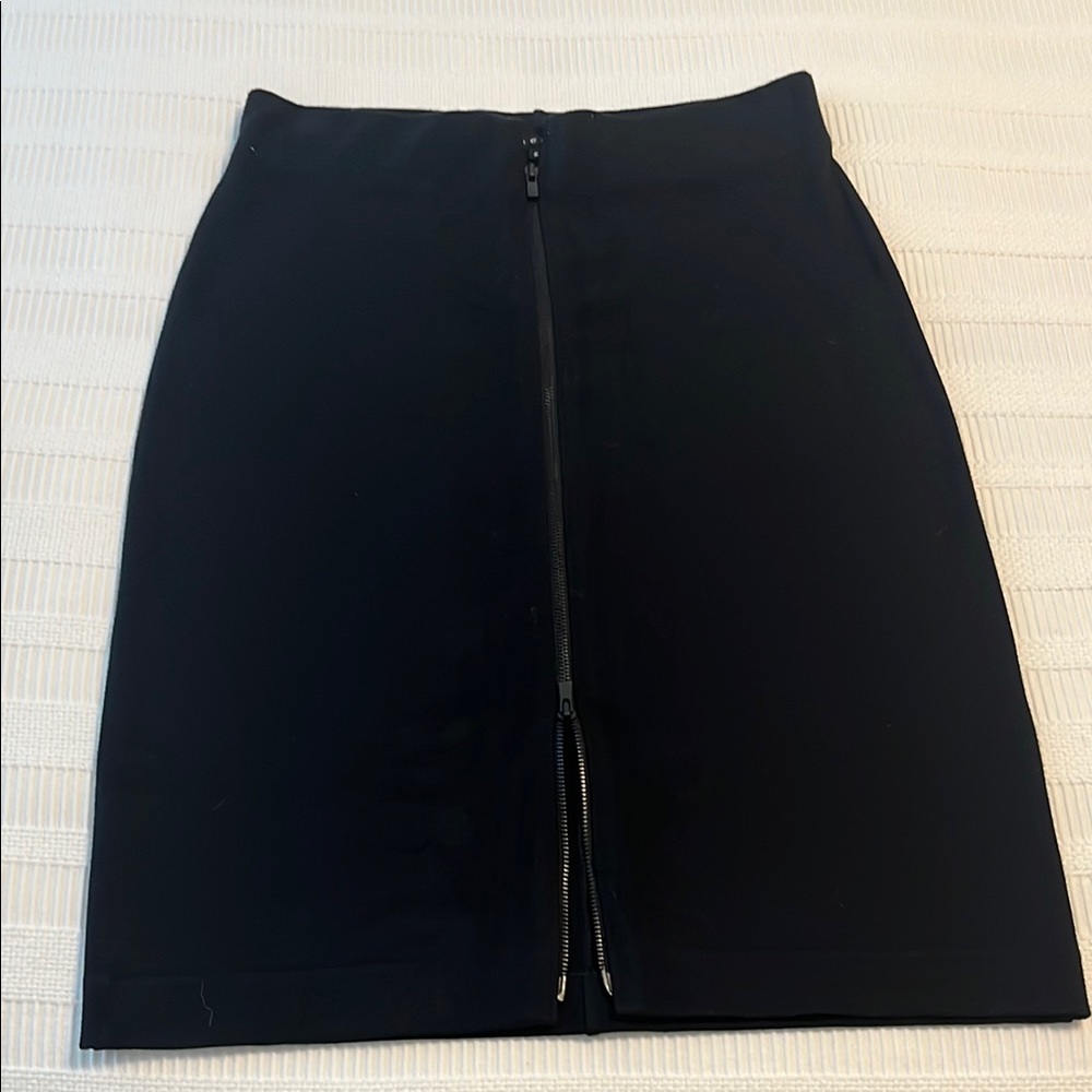 Theory High Waist Stretch Zippered Black Pencil Skirt Knee Length Size 6
